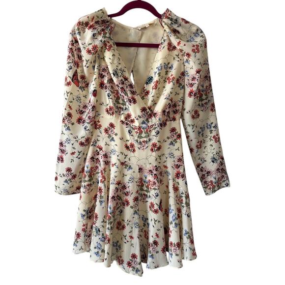 Maje Inora Yellow Floral Print Silk Long Sleeve Playsuit Romper Size 36 Small - Picture 2 of 11